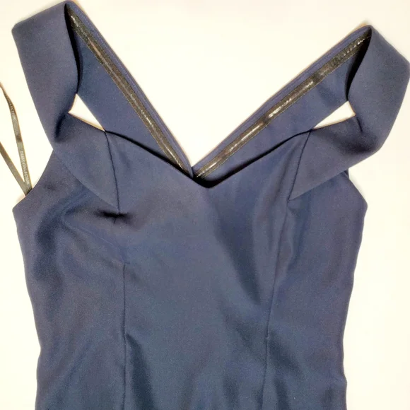 NWT Dessy Collection Off-the-Shoulder Criss Cross Back Trumpet Gown Sz 14 - Picture 7 of 11